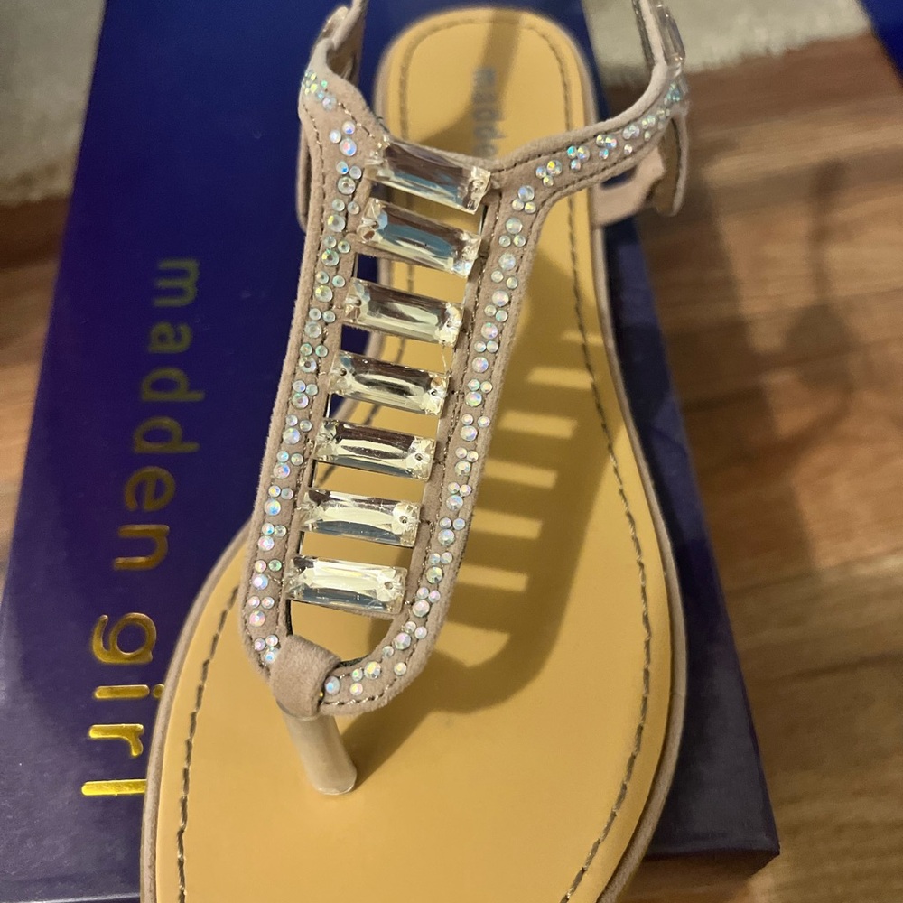 Madden Girl Beige Rhinestone Sandals